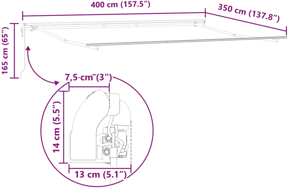 Ištraukiama markizė Smėlio 400 × 350 cm Audinys ir aliuminis