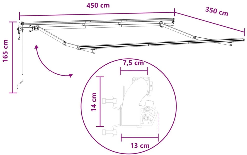 Ištraukiama markizė Smėlio 450 × 350 cm Audinys ir aliuminis