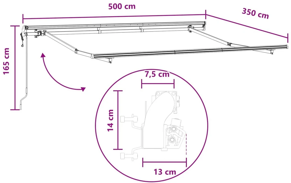 Ištraukiama markizė Smėlio 500 × 350 cm Audinys ir aliuminis