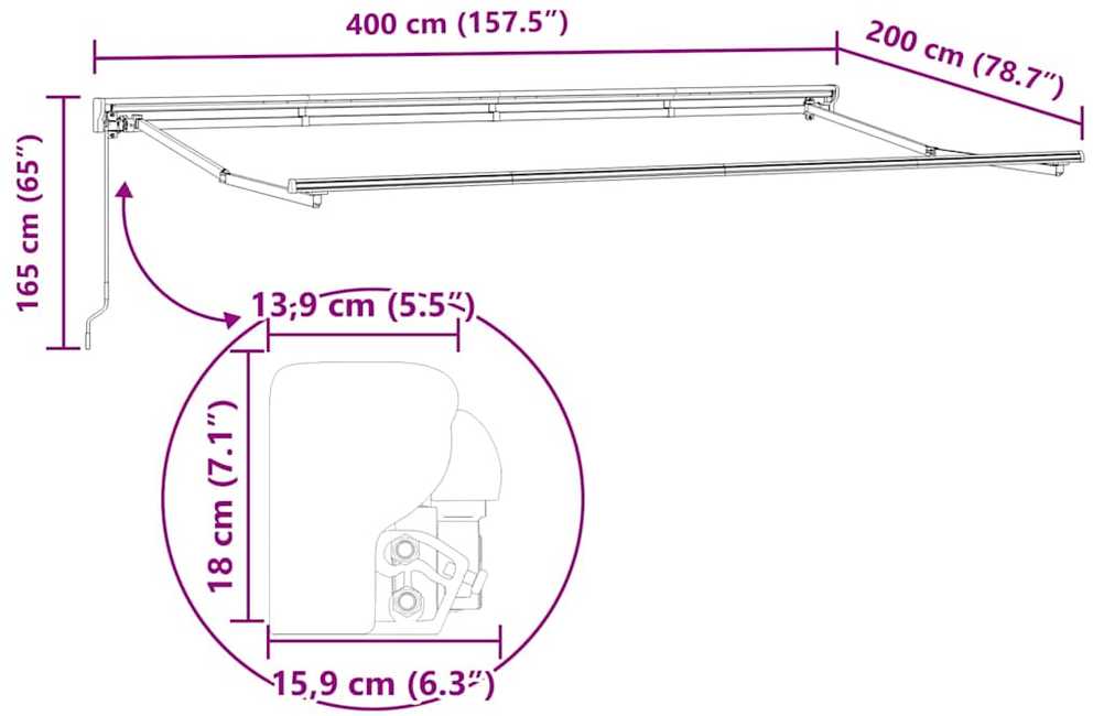 Markizės rėmas Įvairiaspalvis 400 x 200 cm