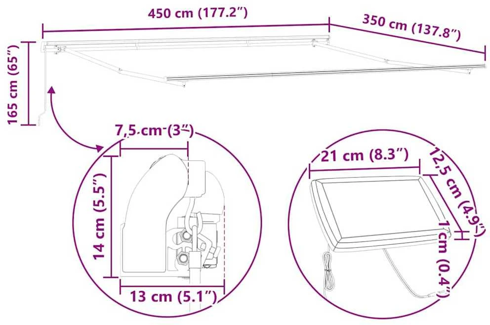 Ištraukiama markizė Smėlio 450 × 350 cm Audinys ir aliuminis