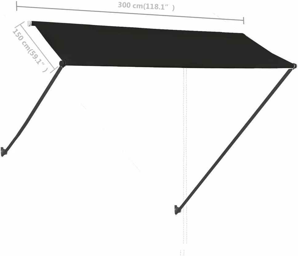 Ištraukiama markizė su LED, antracito spalvos, 300x150cm