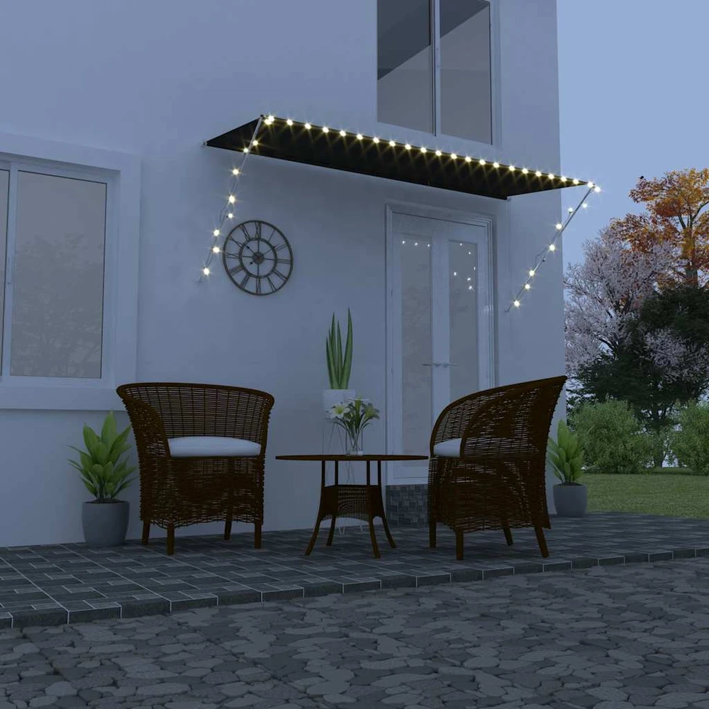 Ištraukiama markizė su LED, antracito spalvos, 300x150cm