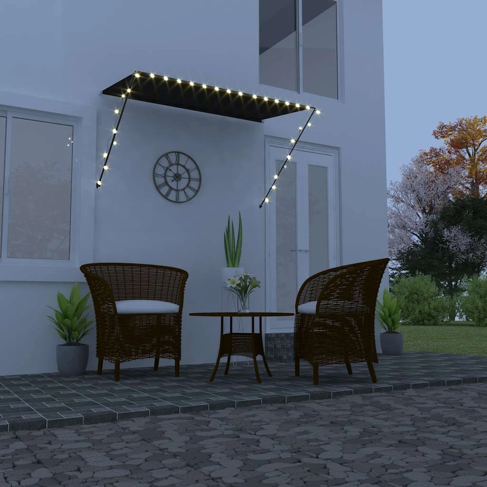 Ištraukiama markizė su LED, antracito spalvos, 250x150cm