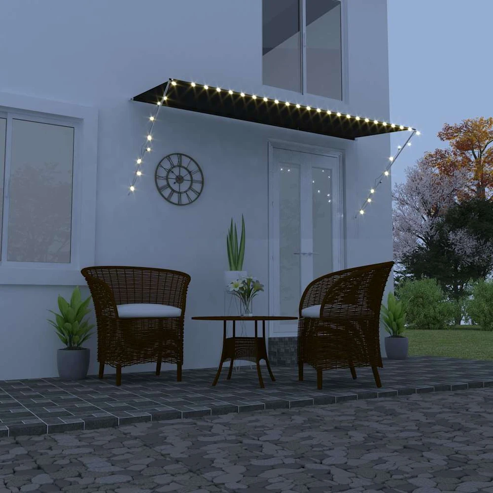 Ištraukiama markizė su LED, antracito spalvos, 350x150cm