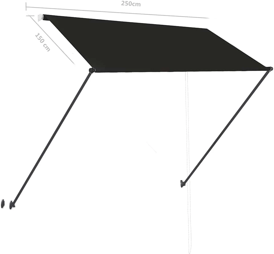 Ištraukiama markizė su LED, antracito spalvos, 250x150cm