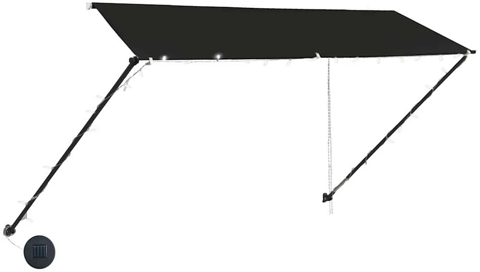 Ištraukiama markizė su LED, antracito spalvos, 300x150cm