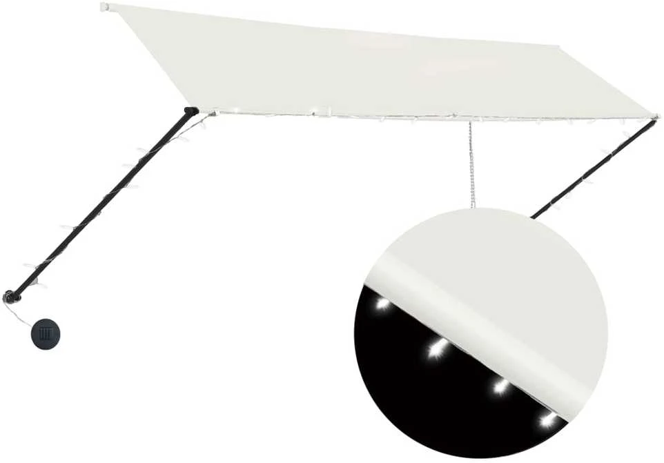 Ištraukiama markizė su LED, kreminės spalvos, 350x150cm