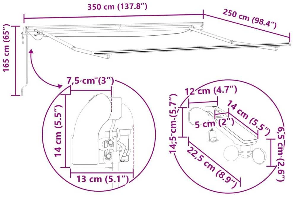 Ištraukiama markizė oranžinė ir ruda 350 x 250 cm Poliesteris