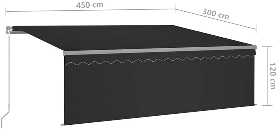 Ištraukiama markizė su uždanga/LED, antracito, 4,5x3m