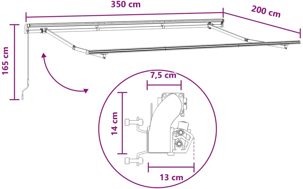 Ištraukiama markizė Taupe 3,5 x 2 m audinys