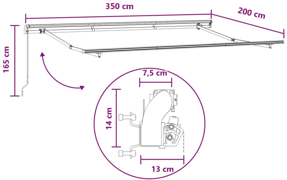 Ištraukiama markizė Taupe 3,5 x 2 m audinys