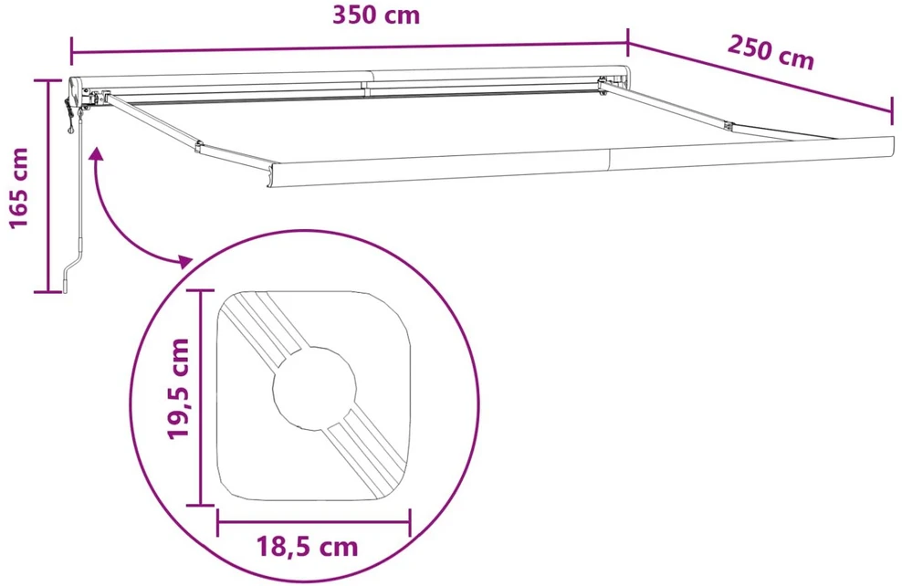 Ištraukiama markizė Taupe 350 x 250 cm Audinys ir metalas