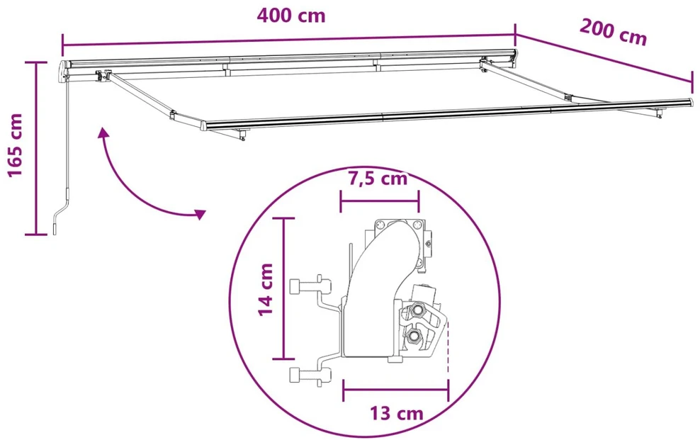 Ištraukiama markizė Taupe 4 x 2 m audinys