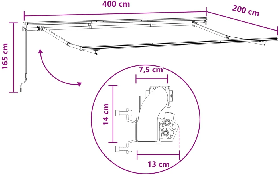 Ištraukiama markizė Taupe 4 x 2 m audinys