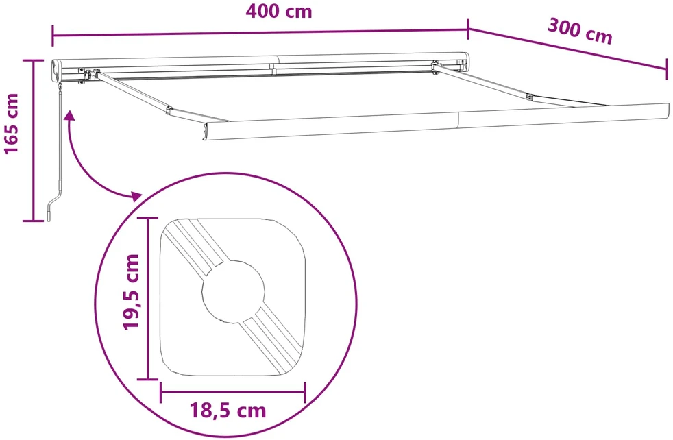 Ištraukiama markizė Taupe 400 × 300 cm Audinys ir aliuminis
