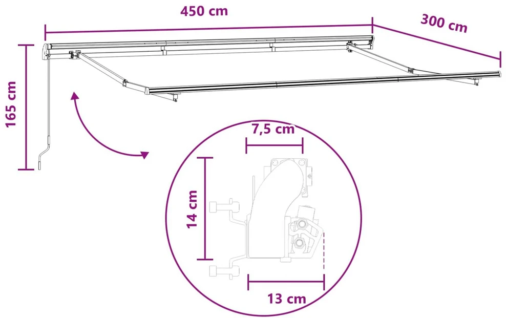 Ištraukiama markizė Taupe 450 × 300 cm Poliesteris ir aliuminis