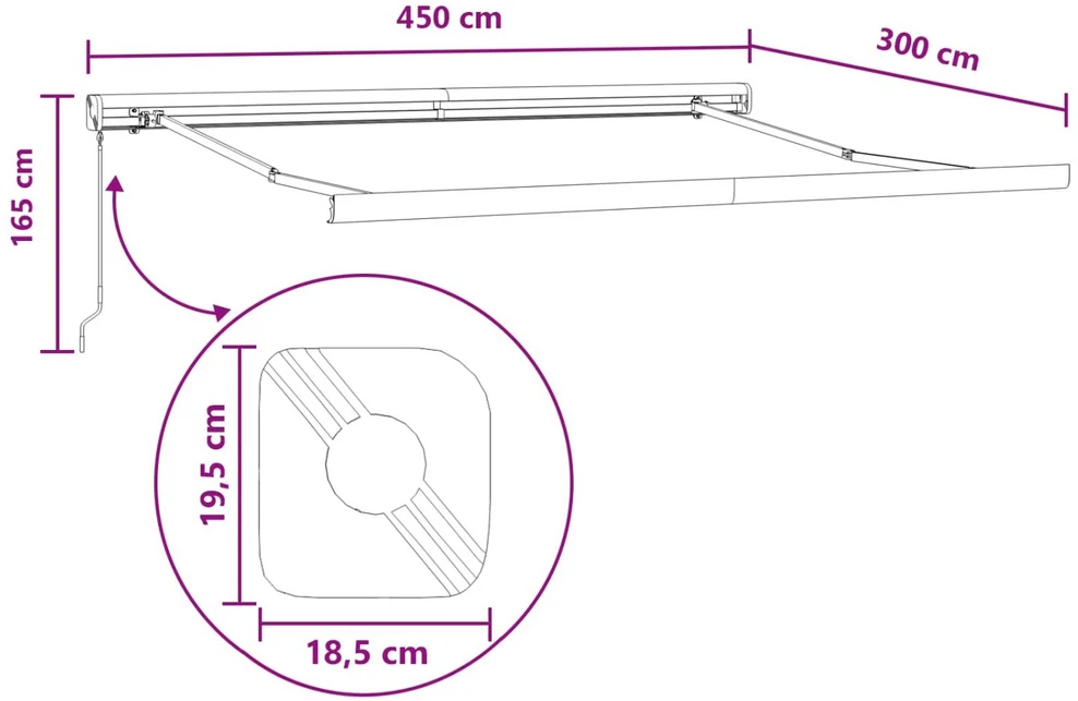 Ištraukiama markizė Taupe 450 × 300 cm Audinys ir aliuminis