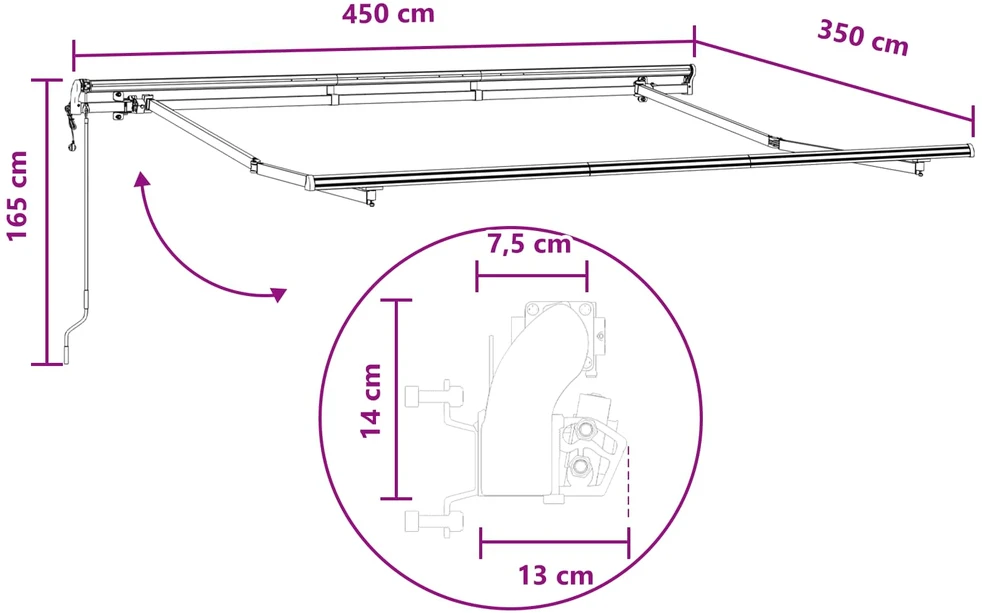 Ištraukiama markizė Taupe 450 × 350 cm Audinys ir aliuminis
