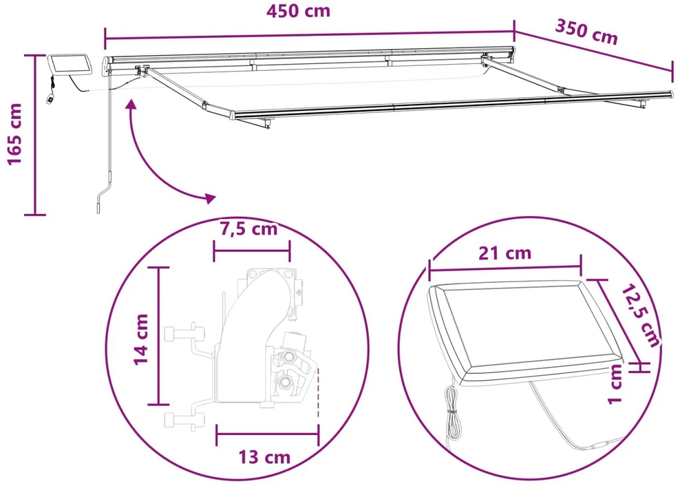 Ištraukiama markizė Taupe 450 × 350 cm Audinys ir aliuminis