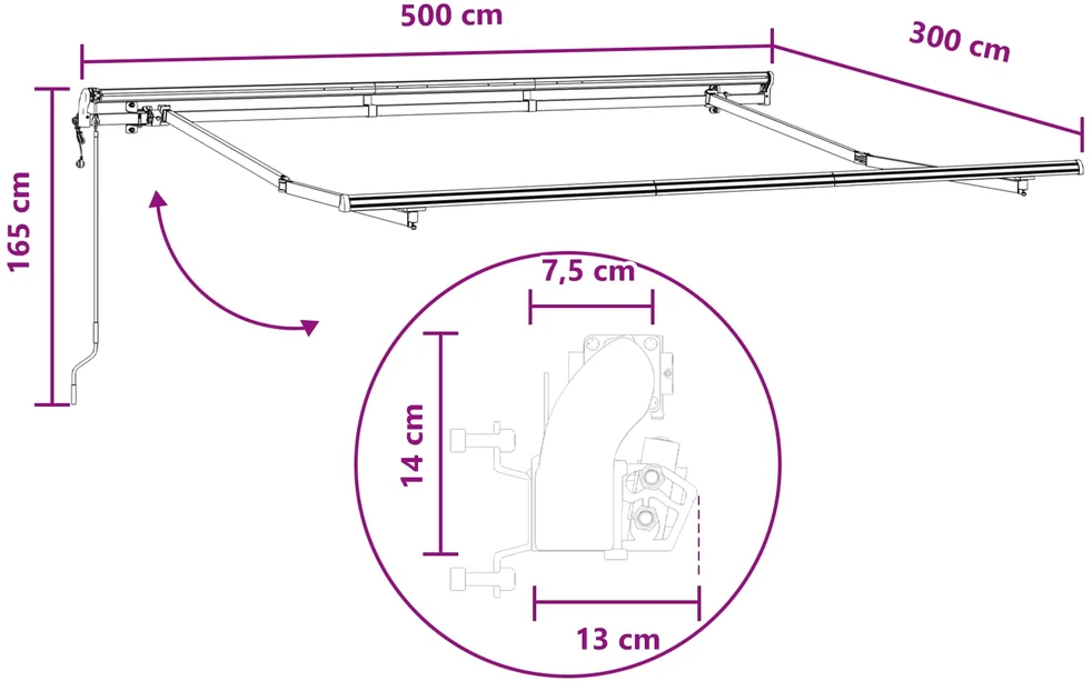 Ištraukiama markizė Taupe 500 × 300 cm Audinys ir aliuminis