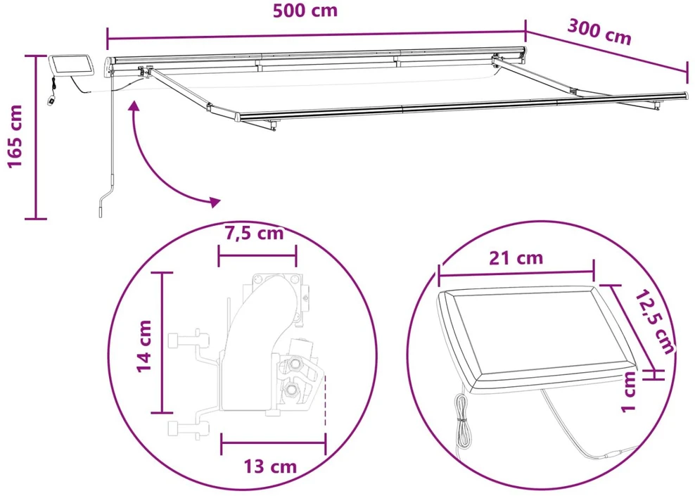 Ištraukiama markizė Taupe 500 × 300 cm Audinys ir aliuminis
