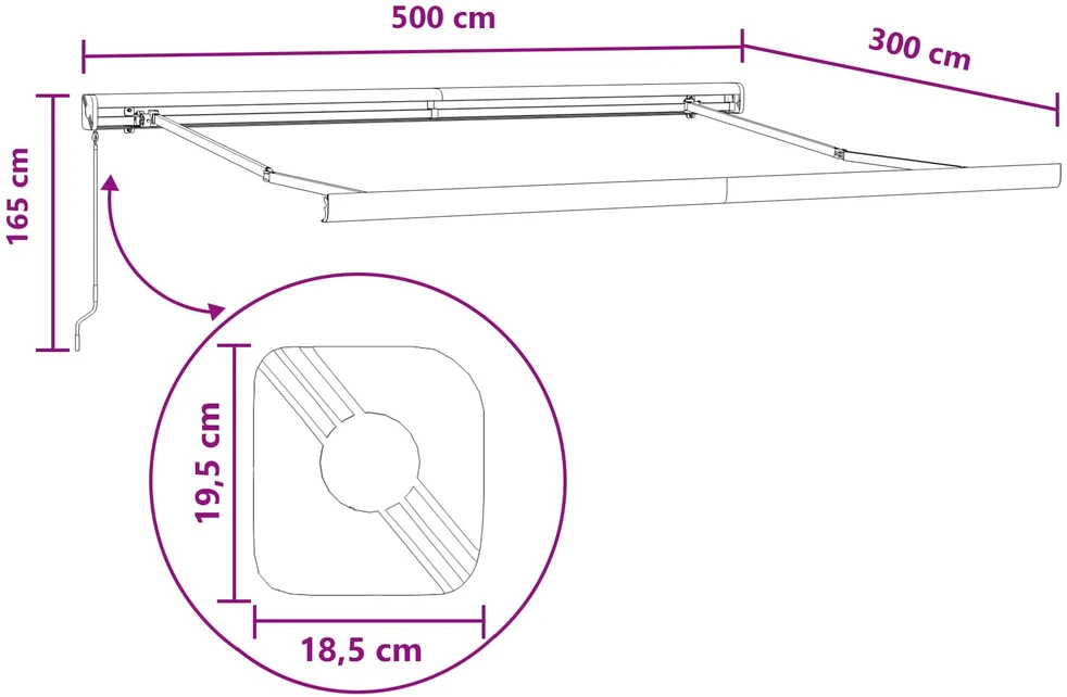 Ištraukiama markizė Taupe 500 × 300 cm Audinys ir aliuminis