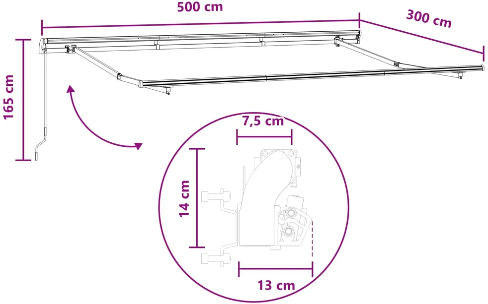 Ištraukiama markizė Taupe 500 × 300 cm Poliesteris ir aliuminis