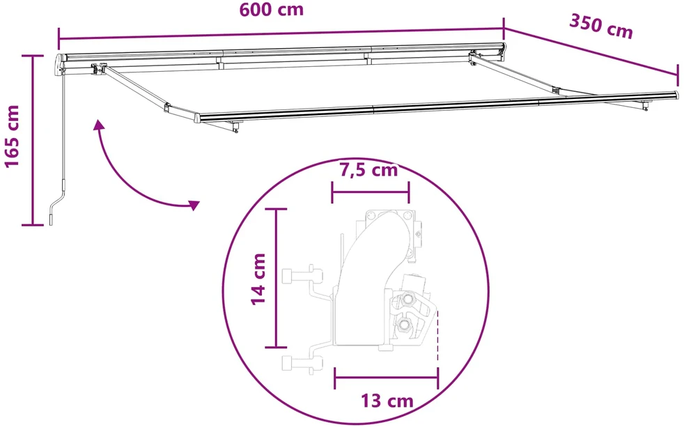 Ištraukiama markizė Taupe 600 × 350 cm Poliesteris ir aliuminis