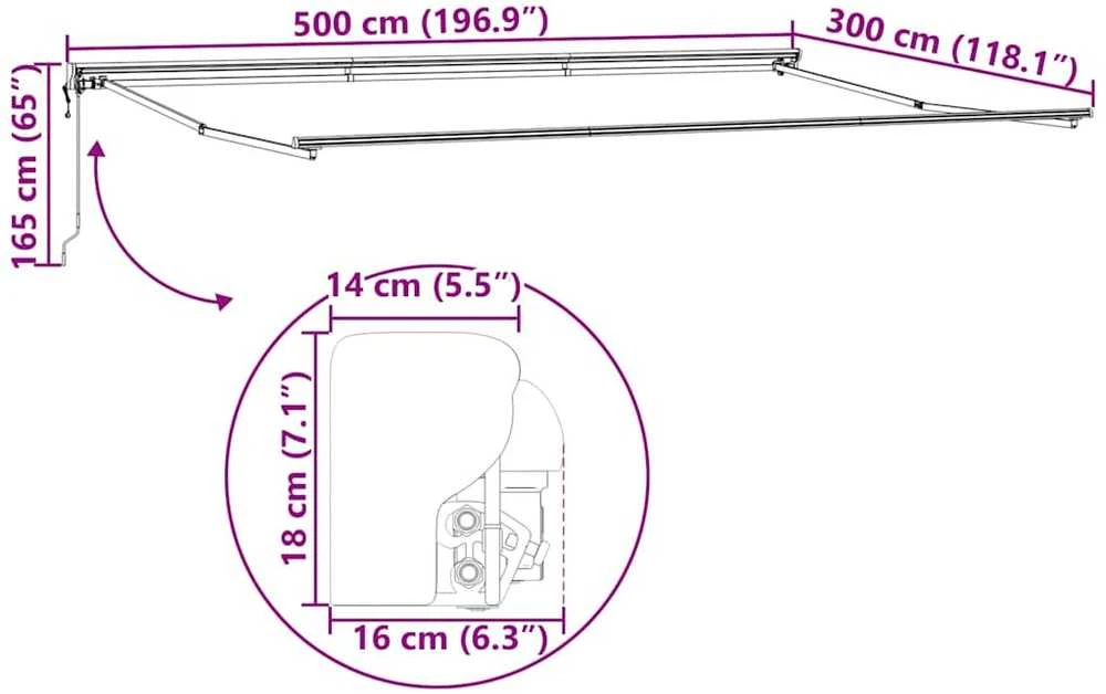 Markizės rėmas Vyšninė 500 × 300 cm Poliesteris su PU danga