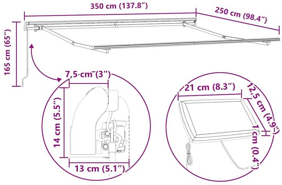 Ištraukiama markizė Mėlyna ir balta 350 x 250 cm