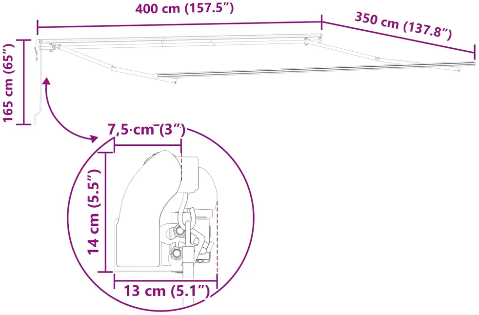 Ištraukiama markizė Žalia ir balta 400 × 350 cm