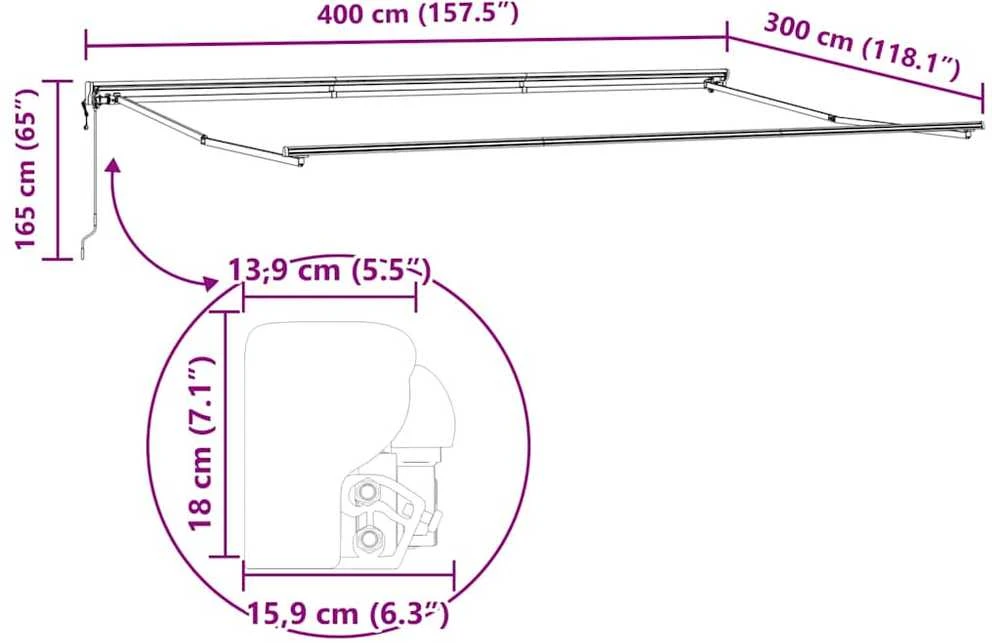 Markizės rėmas Žalia ir balta 400 × 300 cm