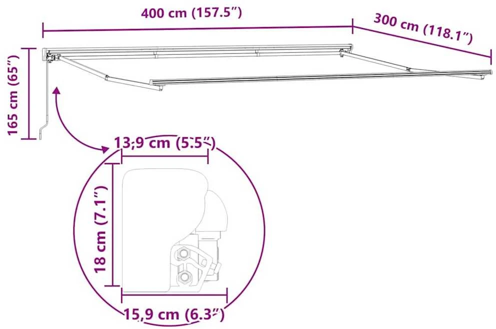 Markizės rėmas Žalia ir balta 400 × 300 cm