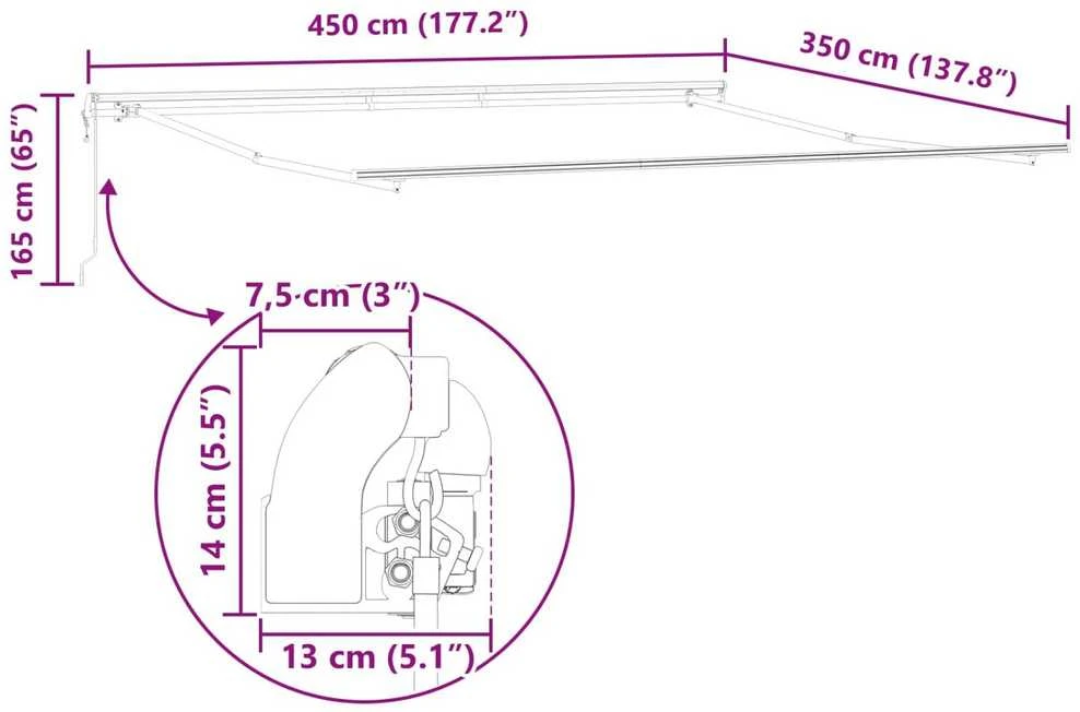 Ištraukiama markizė Žalia ir balta 450 × 350 cm