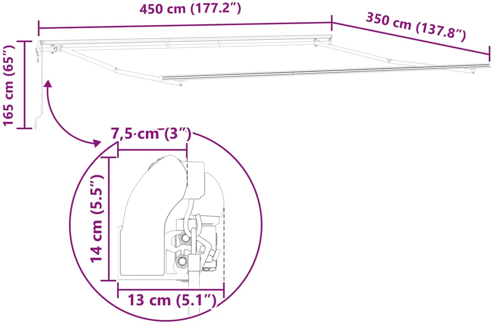 Ištraukiama markizė Žalia ir balta 450 × 350 cm