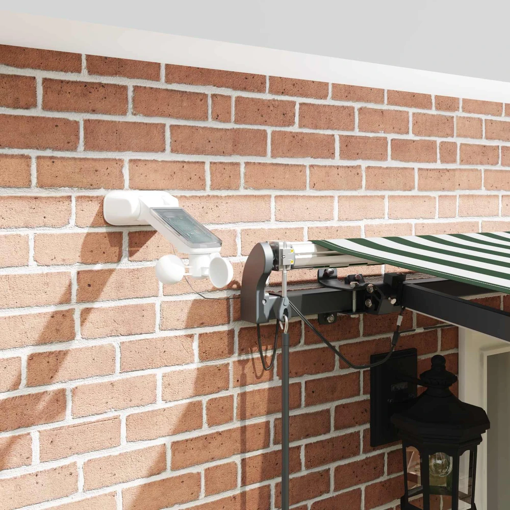 Ištraukiama markizė Žalia ir balta 500 × 300 cm Poliesteris
