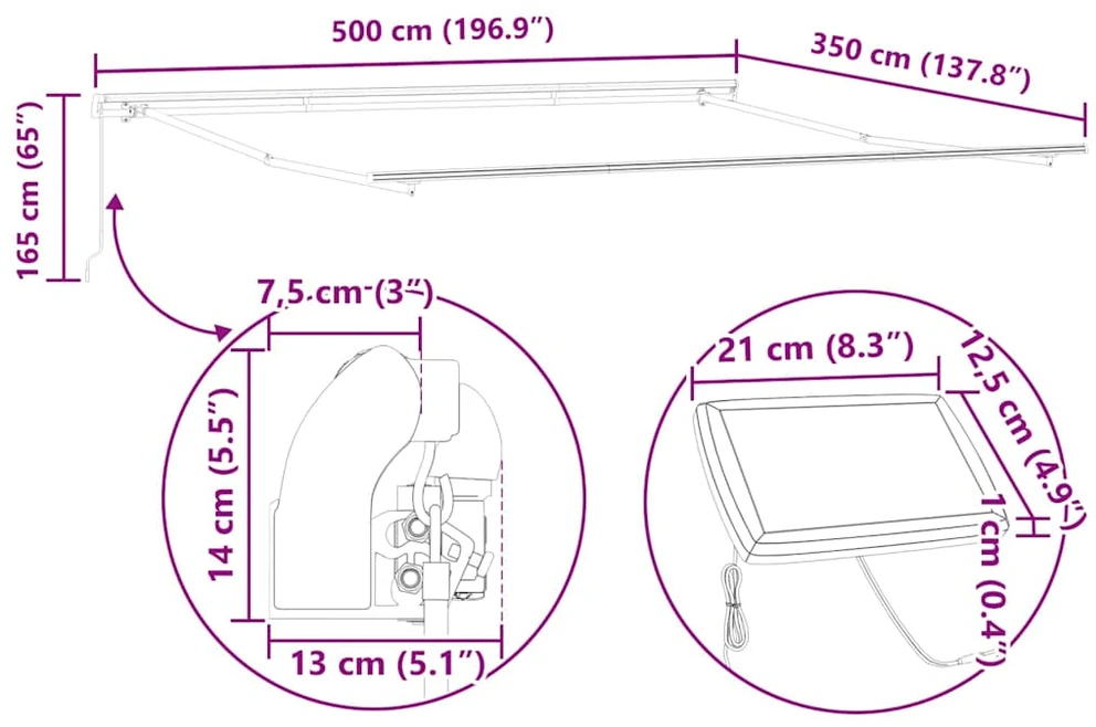 Ištraukiama markizė Žalia ir balta 500 × 350 cm
