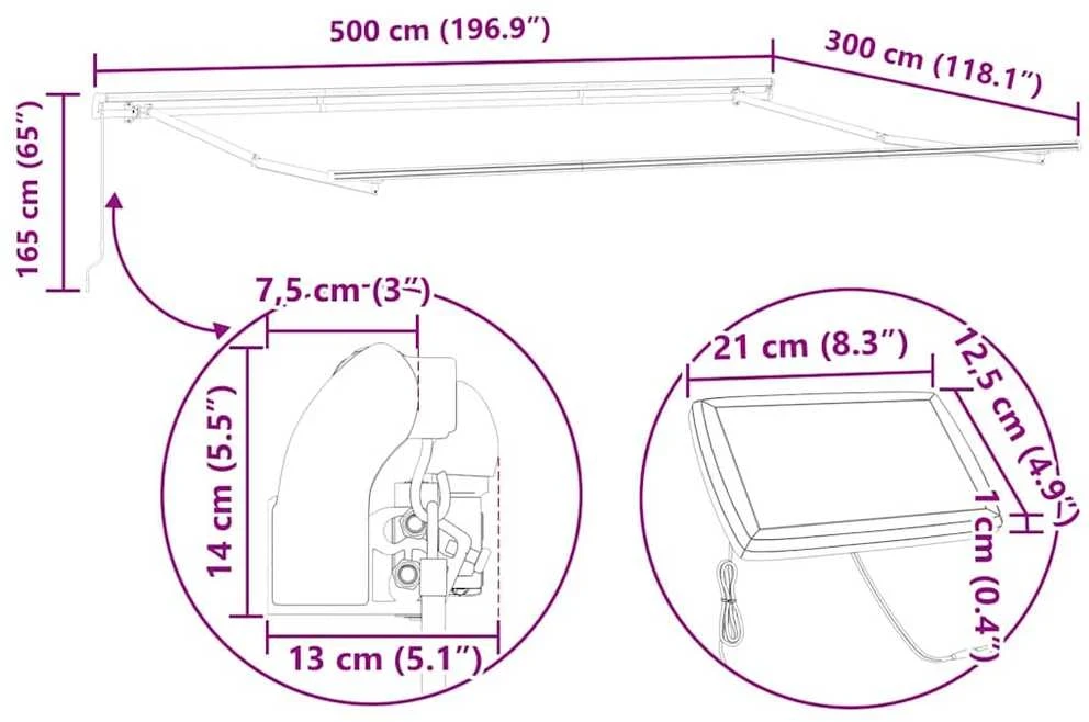 Ištraukiama markizė Žalia ir balta 500 × 300 cm