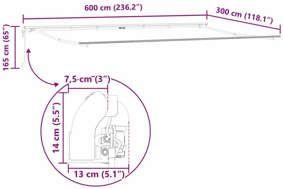 Ištraukiama markizė Žalia ir balta 600 × 300 cm