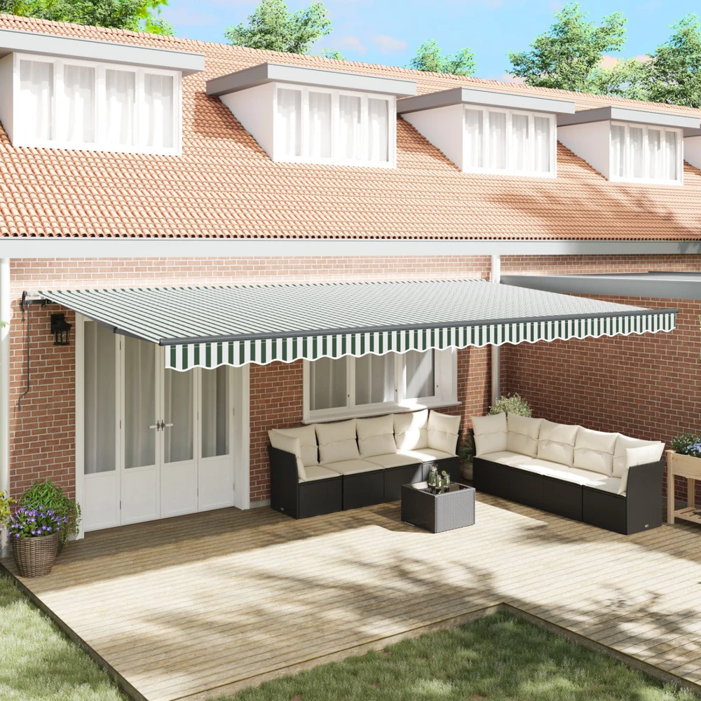 Ištraukiama markizė Žalia ir balta 600 × 300 cm