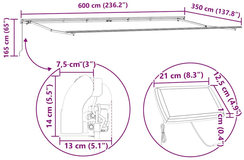 Ištraukiama markizė Žalia ir geltona 600 × 350 cm