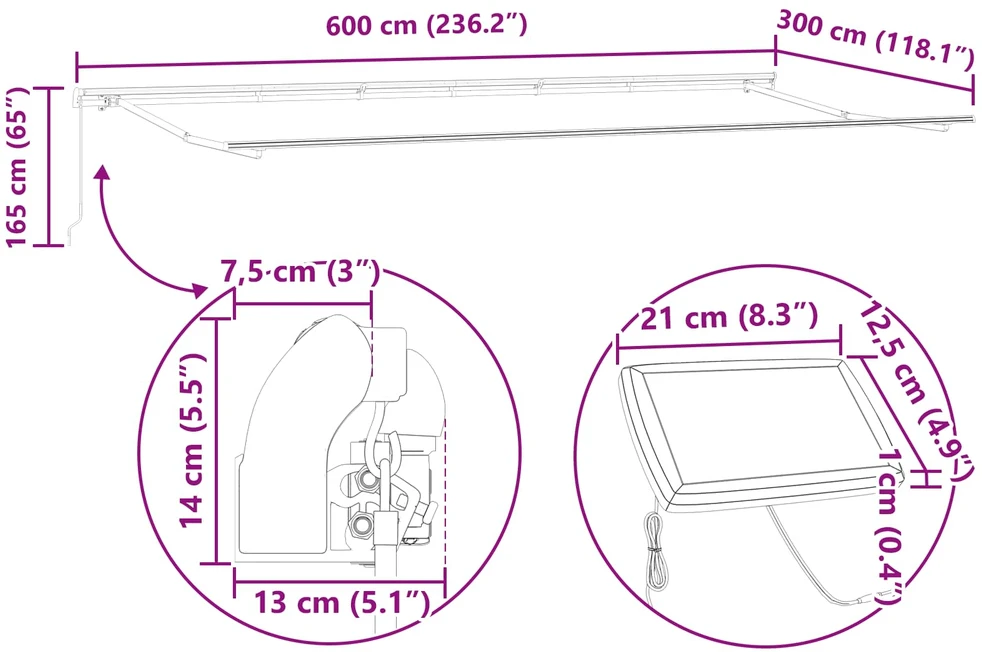 Ištraukiama markizė Žalia ir geltona 600 × 300 cm