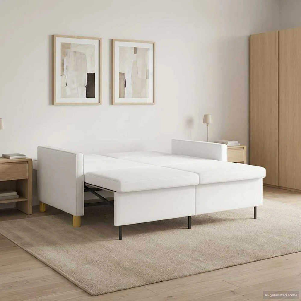 Ištraukiama sofa-lova Balta Audinys