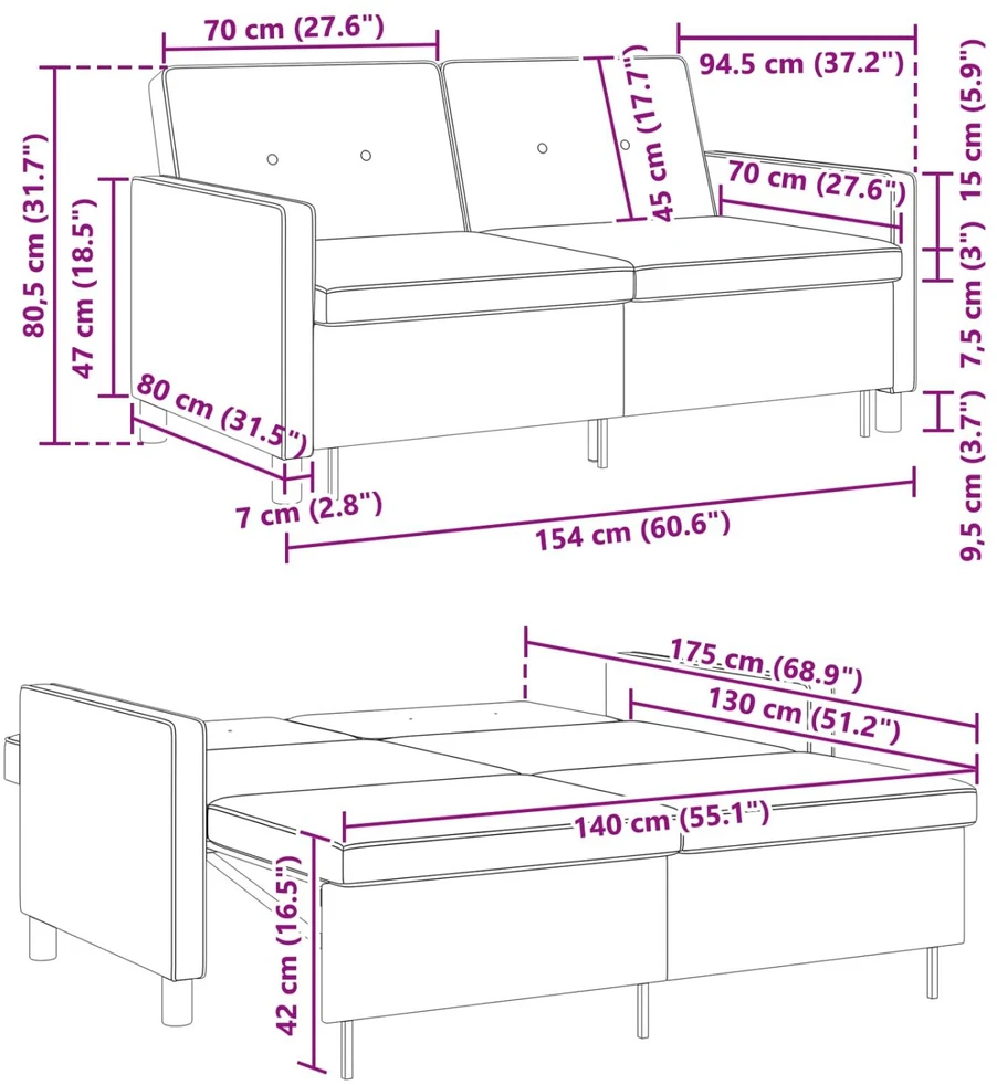 Ištraukiama sofa-lova Balta Audinys