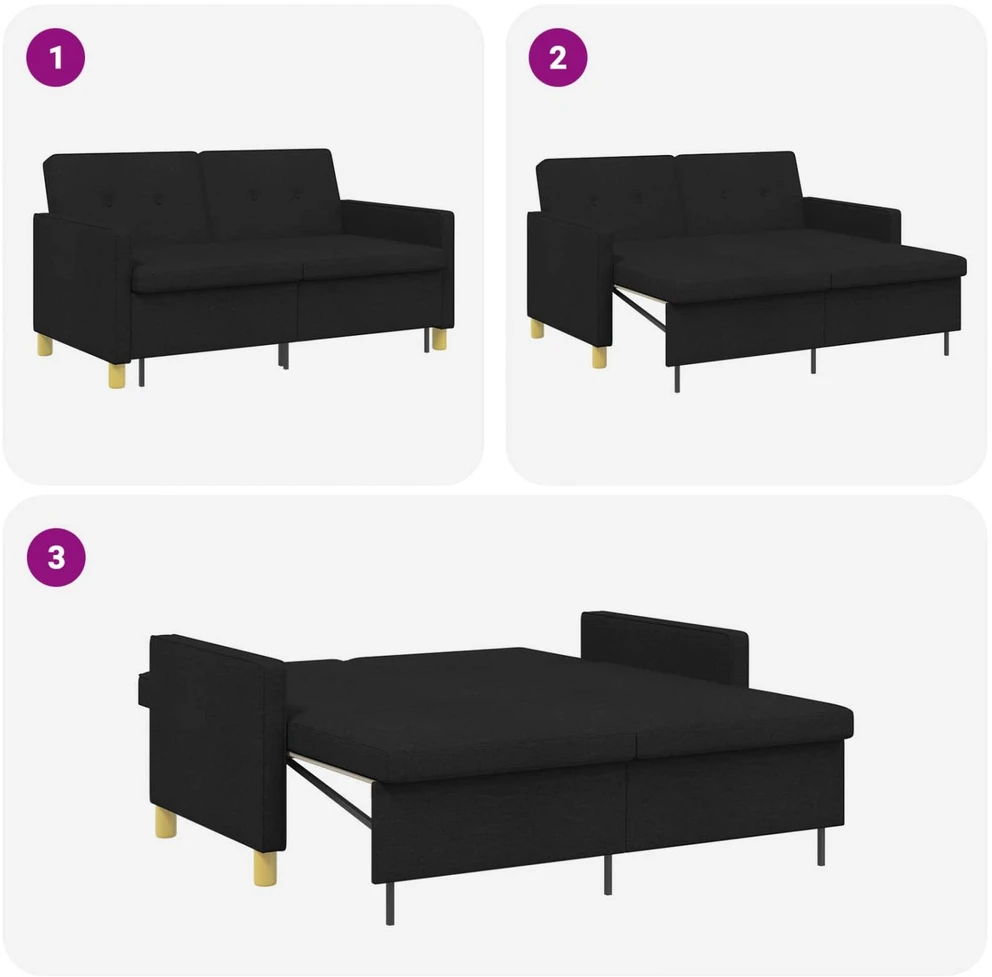 Ištraukiama sofa-lova Juoda Audinys