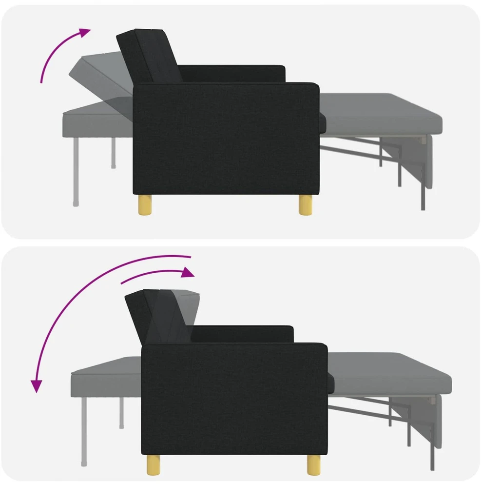 Ištraukiama sofa-lova Juoda Audinys
