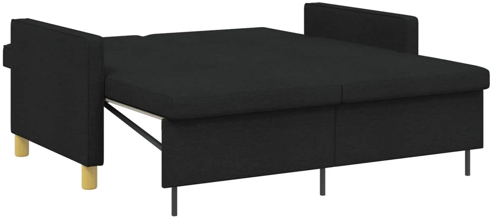 Ištraukiama sofa-lova Juoda Audinys
