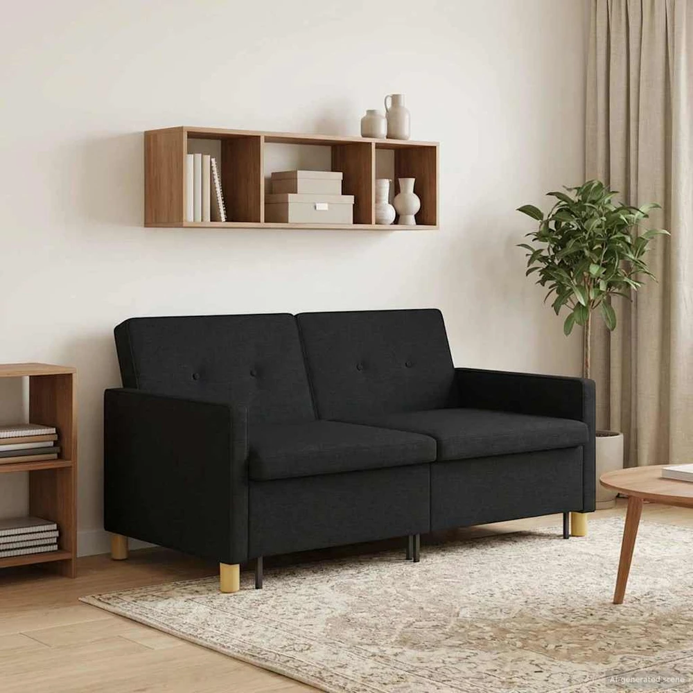 Ištraukiama sofa-lova Juoda Audinys
