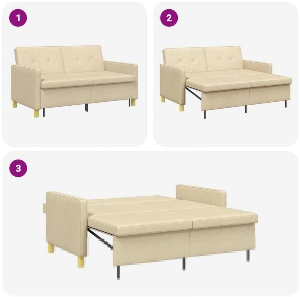 Ištraukiama sofa-lova Kreminė Audinys